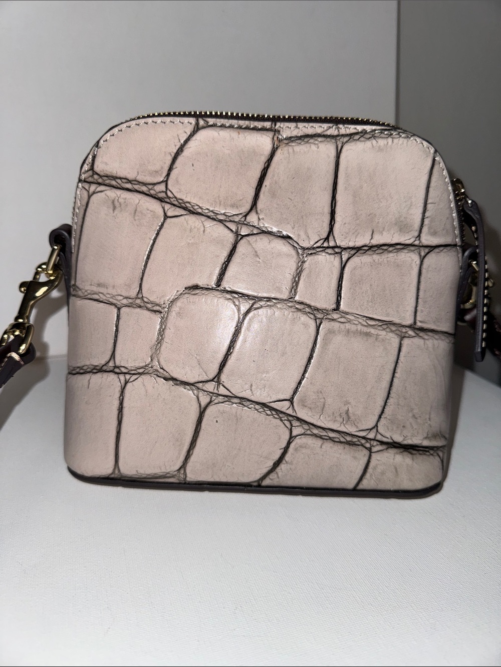Dooney & Bourke Denison Domed Crossbody Bag Croc Embossed Leather - Picture 2 of 16